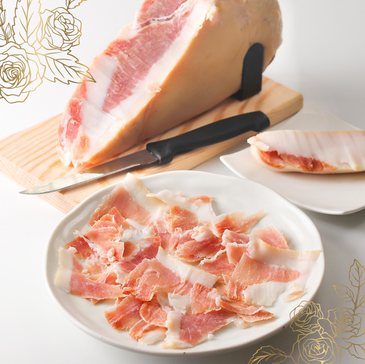 【限定入荷】切りたて熟成生ハムを堪能！ハモンセラーノ ミニ原木（ハムホルダー＆ナイフ付き）