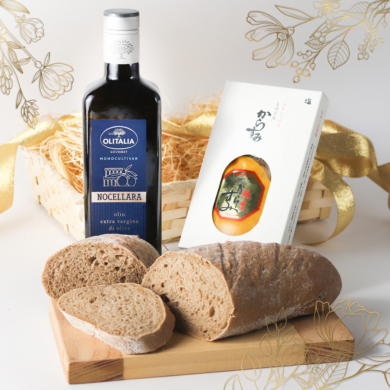 【送料込み・数量限定】贅沢な純生からすみ ギフトセット（かご入り）